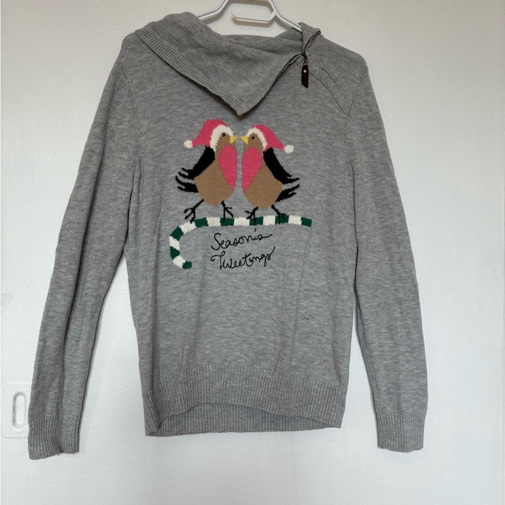 Talbots. Gray Holiday Robin Knit Sweater